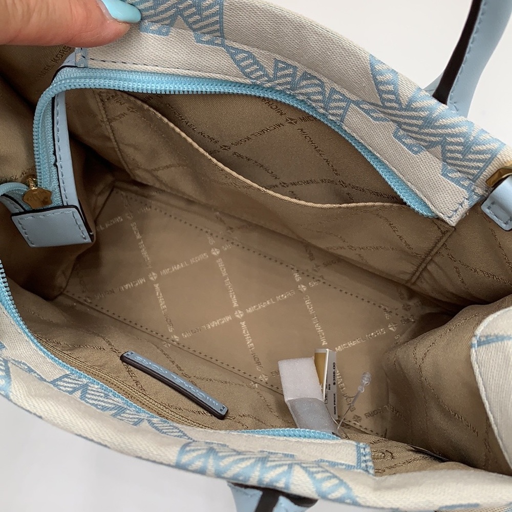MICHAEL KORS MIRELLA SMALL SHOPPER TOP ZIP XBODY VISTA BLUE COLOR - Picture 10 of 15